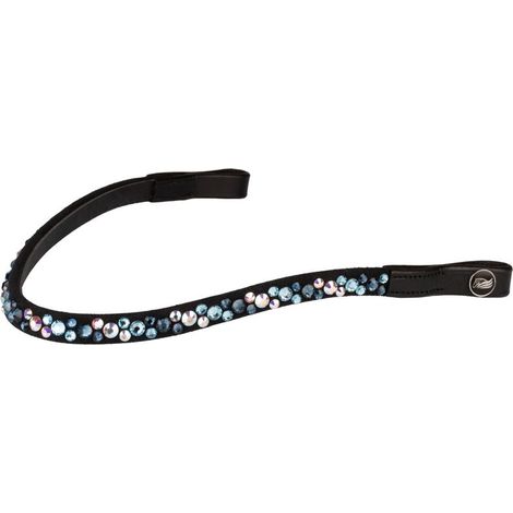 FULL, Nero e Oro: Frontalino in pelle curvo con strass modello Spirit