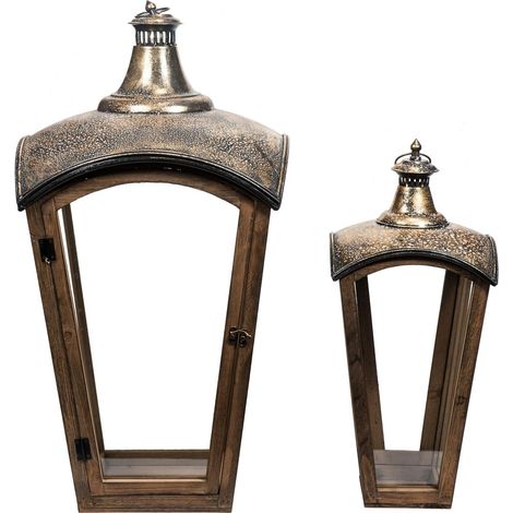 ARPIMEX Set 2 Lanterne 39 x 39 x 78 Cm Marrone Oro