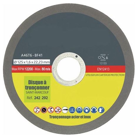 Disque à tronçonner Saint-Marcouf P-Pro pour acier/inox Ø125mm ep 1,6mm - boîte de 25