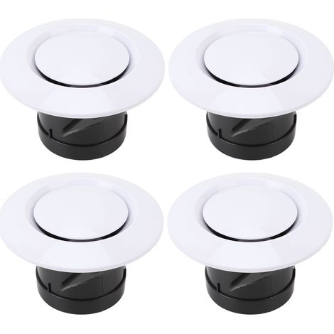 Ortviai Grille de ventilation réglable pour plafond rond – 4 pièces, ABS blanc, diamètre 68 mm, pour camping-cars, caravanes et bateaux