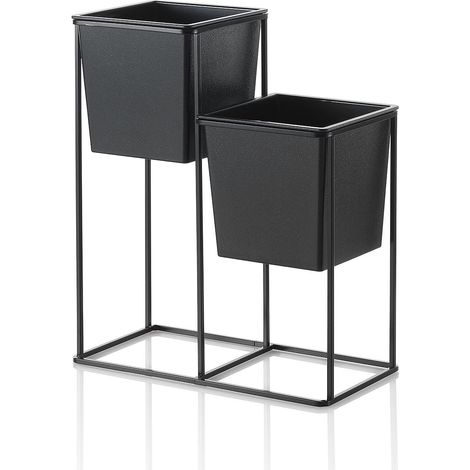 Double support pour plante LEAF noir (1/3)