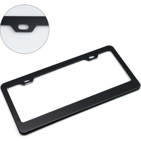Cadre de plaque d'immatriculation en acier inoxydable noir, imperméable et antirouille, universel pour la plupart des voitures (1/5)
