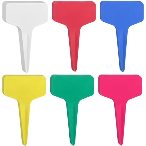 225 x T-Type Plastic Plant Labels Multi-Coloured Plastic Garden Labels for Potted Plants, Herbs, Flowers, Vegetables (1/5)