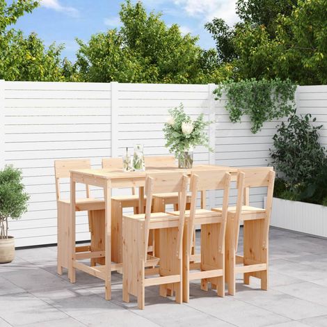 7-tlg. Gartenbar-Set Massivholz Kiefer (1/5)
