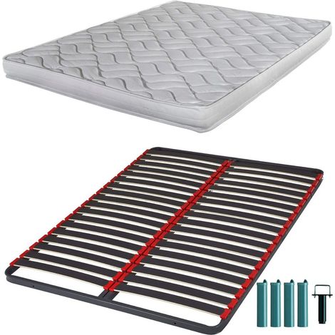 Matelas mousse + Sommier métal C39 140x190 Melissa - Hauteur 13 cm - Soutien ferme (1/5)