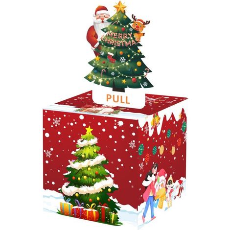 Hucha navideña para regalos en efectivo, hucha navideña DIY, caja de regalo sorpresa divertida, con 30 bolsas transparentes y una pegatina -Crezuo