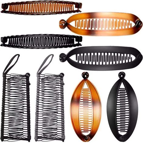 Kit de 8 Clips de Cheveux de Banane Peignes Portables de Clincher Grand Peignoir Vintage à Pinces de Banane Ensemble de Griffes à (1/4)