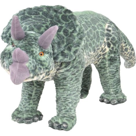 vidaXL Jouet en peluche Dinosaure Tricératops Vert XXL