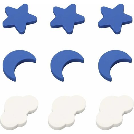boutons de tiroir pour enfants star, boutons de porte enfants, Boutons de tiroir souples pour enfants Boutons de nuages de lune étoile pour armoire de placard de chambre denfants, 9 pièces, (1/5)