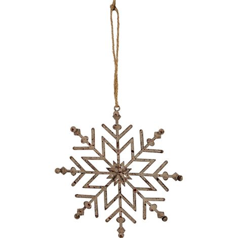 Rustic Hanging Ice Snowflake Bauble Decoration - Metal - L1 x W13 x H13 cm - White