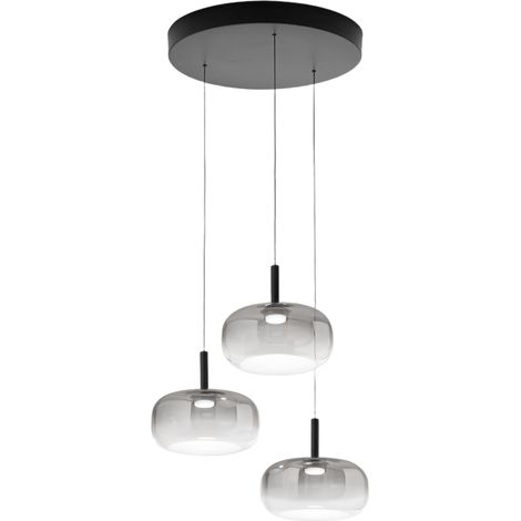 Suspension Led Devero Ø45 Cm 21 W 2550 Lm Cct 2700 K/3000 K/4000 K, Dimmable, Structure En Métal Et Verre - Gris Clair Dégradé (1/3)