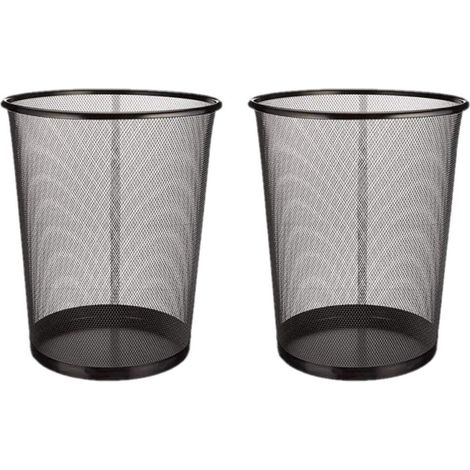 Corbeilles à papier  Poubelles en acier inoxydable  Botes à ordures de bureau  Grille métallique  28 x 26 cm  12 L  2 Unités