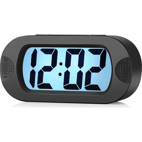 Réveil numérique pour enfants avec fonction snooze et veilleuse–Grand écran LCD–Boîtier en silicone antichoc–Compact et léger-Noir (1/5)