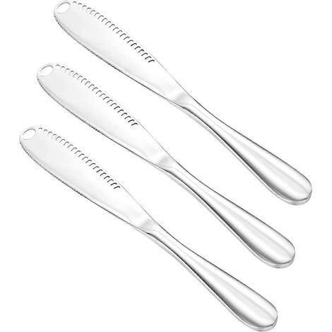 Couteau à beurre en acier inoxydable, couteau à beurrer (lot de 3, argenté) (1/5)