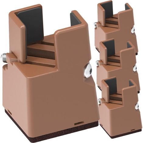 4 verstellbare, braune Möbelfüße, 5 cm hoch, für Beine mit 22–42 mm Durchmesser, rostfreier Kunststoff, Tragkraft 250 kg