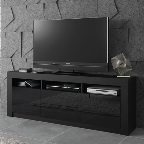 Shine TV Unit - Black with Gloss Doors - 160cm (1/5)