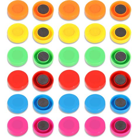 Aimant Rond - 30 Pièces - Diamètre 3 Mm - 6 Couleurs - Pour Réfrigérateur Tableau Blanc Panneau Magnétique (1/5)