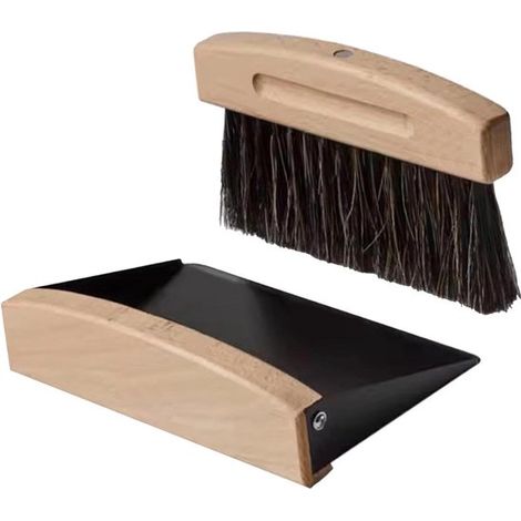 Tischbesen-Set (2-teilig), Mini-Besen, Tischbürste, Krümelbürste, Kehrbesen, Mehlbesen, Tischkehrer für Küche und Wohnzimmer, schwarz (1/5)