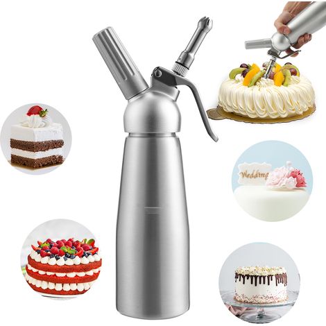 Jiubiaz Erogatore di panna 500ML Sifone professionale per panna montata in acciaio inossidabile Sifoni in alluminio per mousse e creme