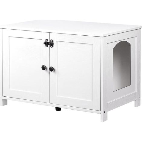 HOOBRO Katzenschrank Katzenklo Schrank Sitzbank Weiß 78,5x44,5x46cm (1/5)