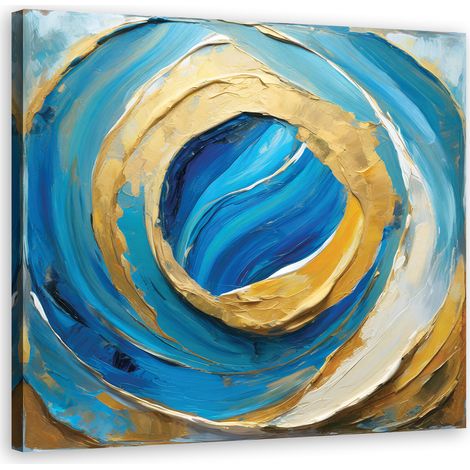 Tableau déco Bleu Abstraction comme peint 30x30 (1/5)
