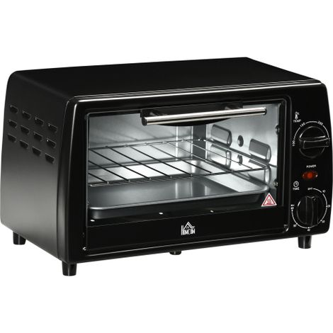 Mini forno, 10 litri, 750 watt, temperatura massima 230 gradi Celsius, con timer da 60 minuti, piccolo forno elettrico, include teglia e griglia, dimensioni 36,5 x 26 x 22 cm, nero, spedito direttamen (1/5)