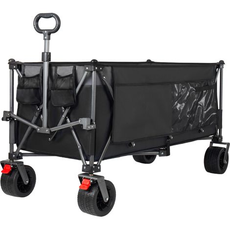 Chariot pliant de jardin 120 x 57,5 x 44 cm, capacité 250 kg, roues tout-terrain, tissu Oxford 600D noir (1/5)