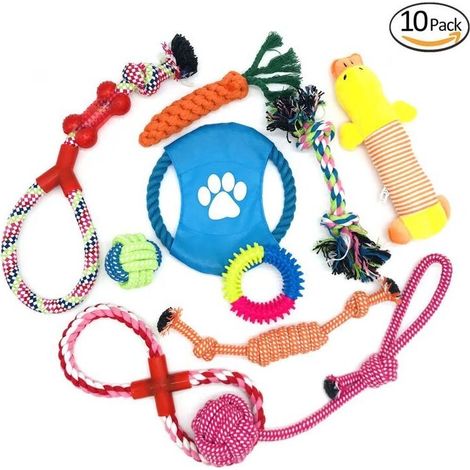 Ensemble de 10 jouets à mâcher pour chien, corde de dentition résistante et indestructible pour chiens de petite et moyenne taille, jouet interactif (1/5)