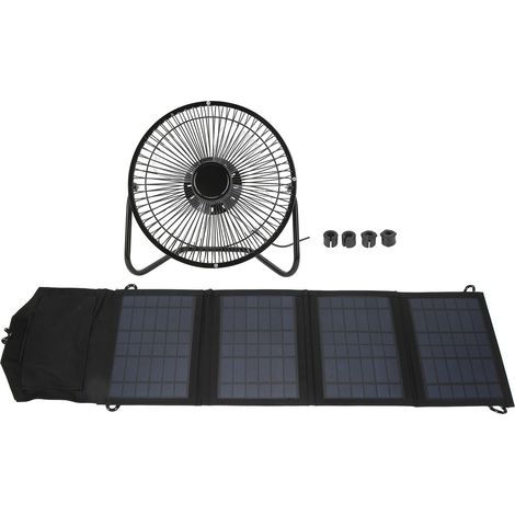 14W Portable Solar Fan, 20cm, Dual USB Port for Fast Smartphone Charging – Ideal for Picnics & Outdoor Use (1/5)