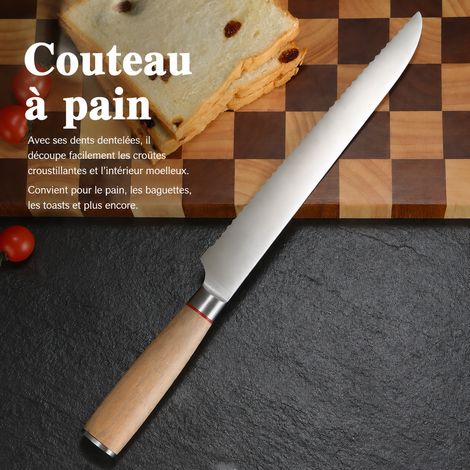 Couteau à pain japonais dentelé en acier 5Cr pour toast, gâteau et pâtisserie 26,6 cm, modèle illustré 300 g – Livraison gratuite (1/5)