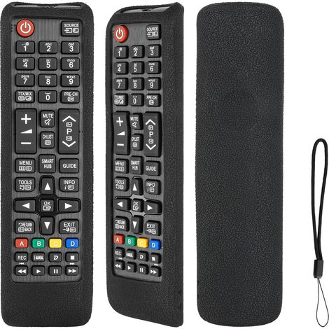 Coque télécommande en silicone compatible avec Samsung BN59-01175N BN59-01268D AA59-00786A BN59-01175Q BN59-01175P BN59-01189A TV Télécommande Protection Telecommande avec un cordon (Noir) (1/5)