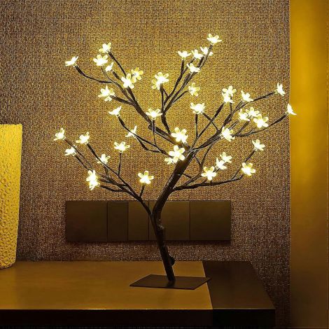 Arbre bonsaï cerisier en fleurs avec lumières LED - Idée cadeau pour la maison (1/5)