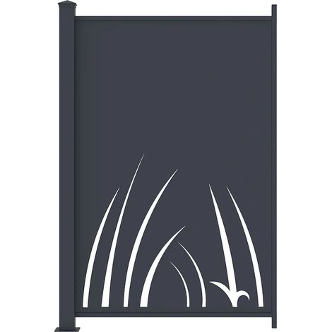 Recinzione in alluminio con motivo vegetale in taglio laser Kit di estensione H164 x L110 cm Antracite - BRAMENO (1/5)