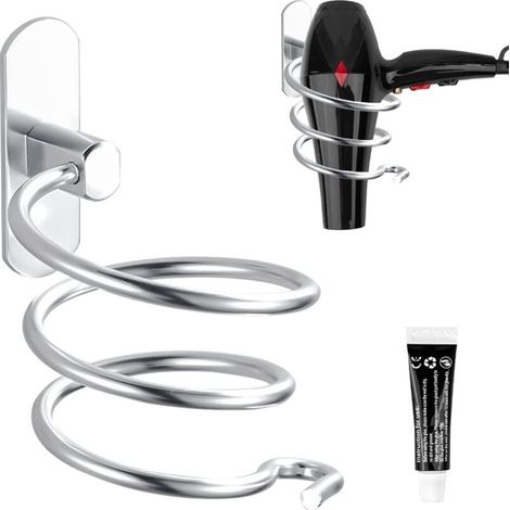 YMYNY Haartrocknerhalter aus Aluminium zur Wandmontage, Haartrocknerhalter, Kabel-Organizer für Küche, Badezimmer, Badezimmerzubehör, Silber (1/4)