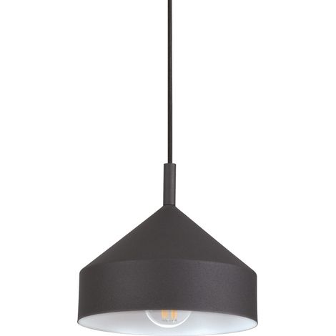 Sospensione Industrial-Minimal Yurta Metallo Nero 1 Luce E27 D21 (1/3)