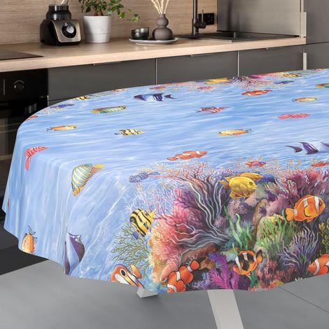 Nappe en Toile cirée Lavable, pour Table de Jardin, extérieur, intérieur, Ovale, Bord coupé, 240 x 140 cm (1/5)