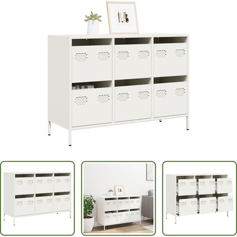 vidaXL Metallregal - Sideboard Weiß 101,5x39x73,5 cm Kaltgewalzter Stahl (1/5)