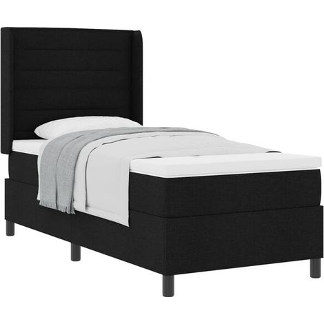Matelas à ressorts avec sommier noir, 200 x 80 cm, revêtement en tissu. (1/5)