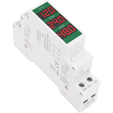 Voltmètre sur rail DIN, affichage LCD 3 chiffres, voltmètre modulaire isolé à trois voies, 11-310 V CC (1/5)