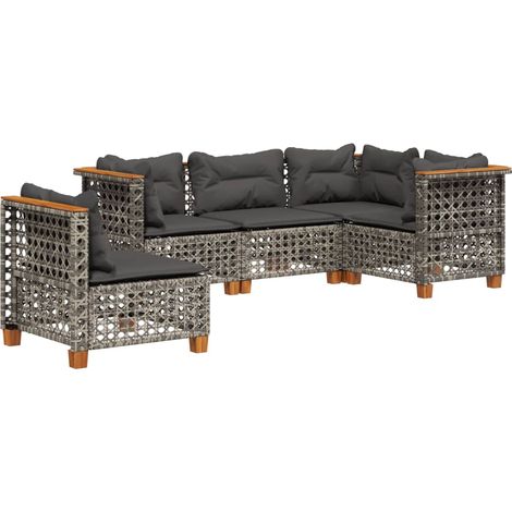 Maison Exclusive - 5-tlg. Garten-Sofagarnitur mit Kissen Grau Pol