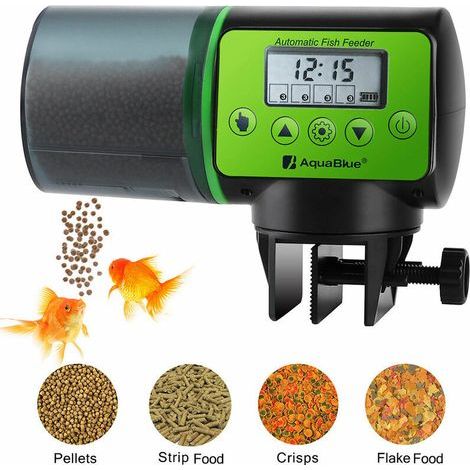Automatischer Fischfutterautomat, feuchtigkeitsbeständiger Futterspender, batteriebetriebener Smart-Timer, automatischer Futterautomat für Aquarium und Schildkrötenteich (1/5)