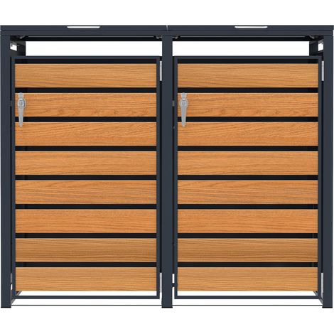 Double Wheelie Bin Metal Storage - Anthracite & Wood (1/5)