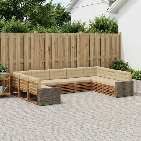 vidaXL Outdoor-Sofagarnitur 9 pcs Natur und Beige Massivholz Akazie (1/5)