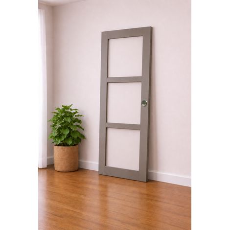 Porte Coulissante Gris Taupe Ral 7006 Vitrage Transparent H204 X L83 Cm, Coquilles, Tire Doigt Gd Menuiseries (1/3)