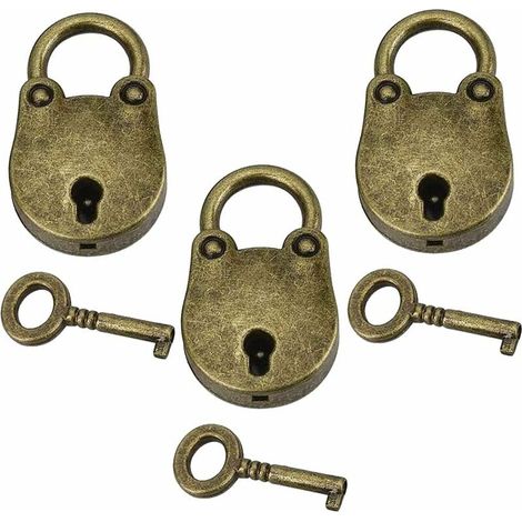 Set vintage di 3 mini lucchetti, lucchetti con chiave per armadietti, piccoli lucchetti, mini lucchetti per valigie, lucchetti a forma di orsetto con chiave per piccoli bagagli e armadietti