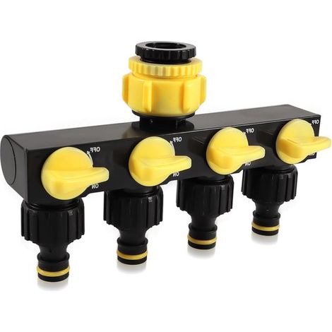 4-Wege-Verteiler 1 2-Zoll und 3 4-Zoll-Wasseranschluss Verteiler mit separaten Absperrventilen 4-Wege-Wasserverteiler Schlauchverteiler für (1/5)