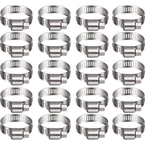 20 colliers de serrage en acier inoxydable - Colliers de serrage pour conduites de carburant - Plomberie automobile, piscine, voiture, étang et jardin (6-12 mm) (1/5)