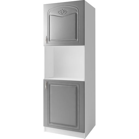 Tendencio – Meuble colonne four encastrable 205 cm – Largeur 60 cm – Moulures dessinées – Pour cuisine moderne