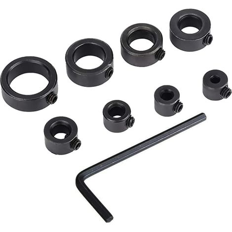 Foret à Anneau de 9 pièces, butée de Profondeur de Forage, bagues d'arrêt de Forage, localisateur de menuiserie, Colliers de limitation avec clé hexagonale pour forets de 3 à 16 mm (1/5)