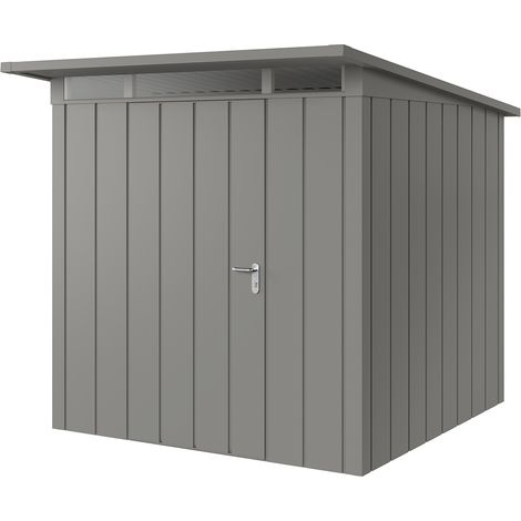 Hörmann Metall-Gerätehaus "Juno" mit Pultdach, JPD5 - Modern, 214 x 214 cm (B x T), graualuminium, 1-flüglige Tür, Anschlag links (1/5)
